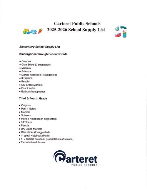  2025-26 School Supply List